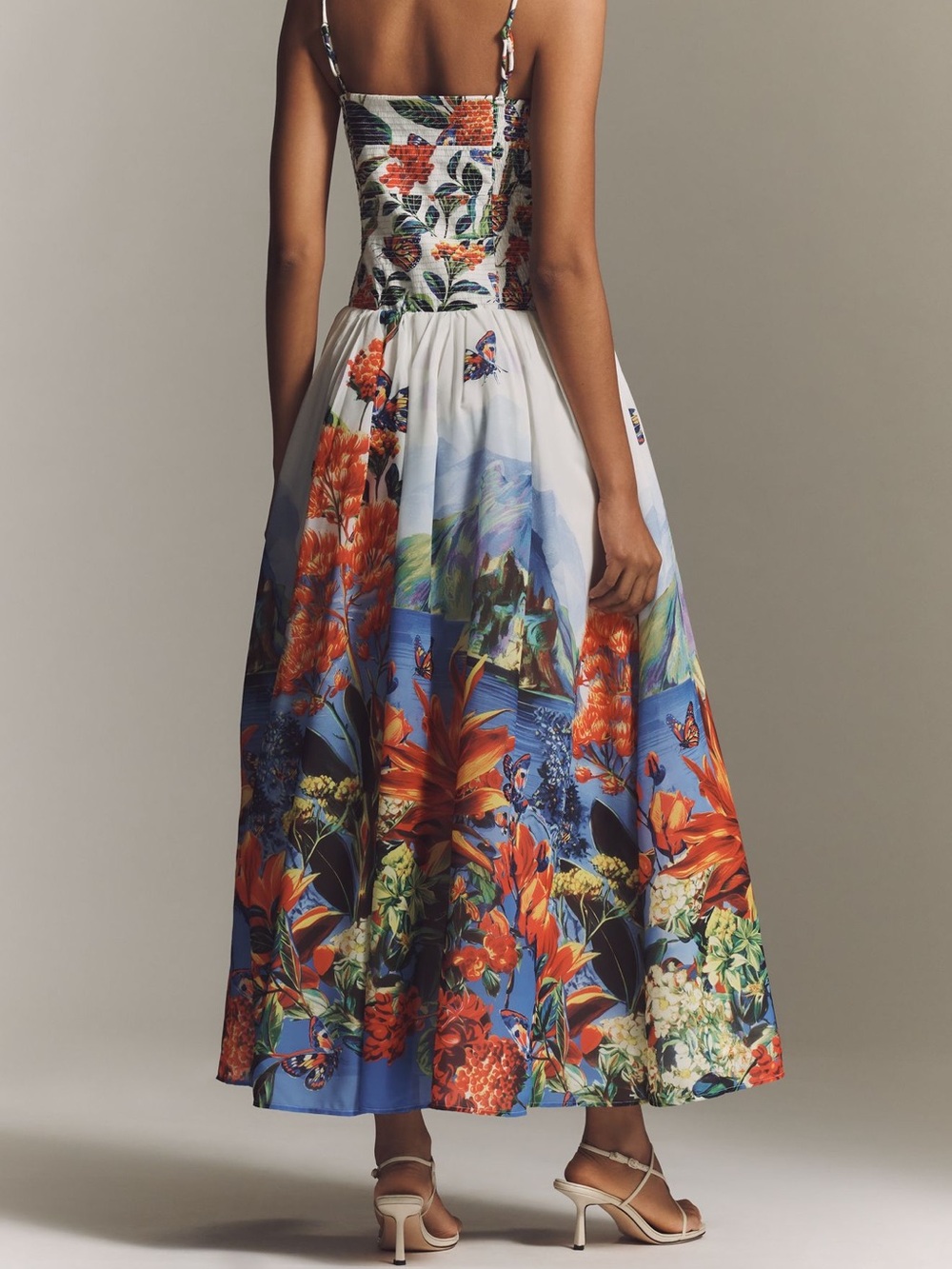 Anthropologie Muse Basque-Waist Midi Dress Ivory Floral Size Small NWT - Picture 10 of 11